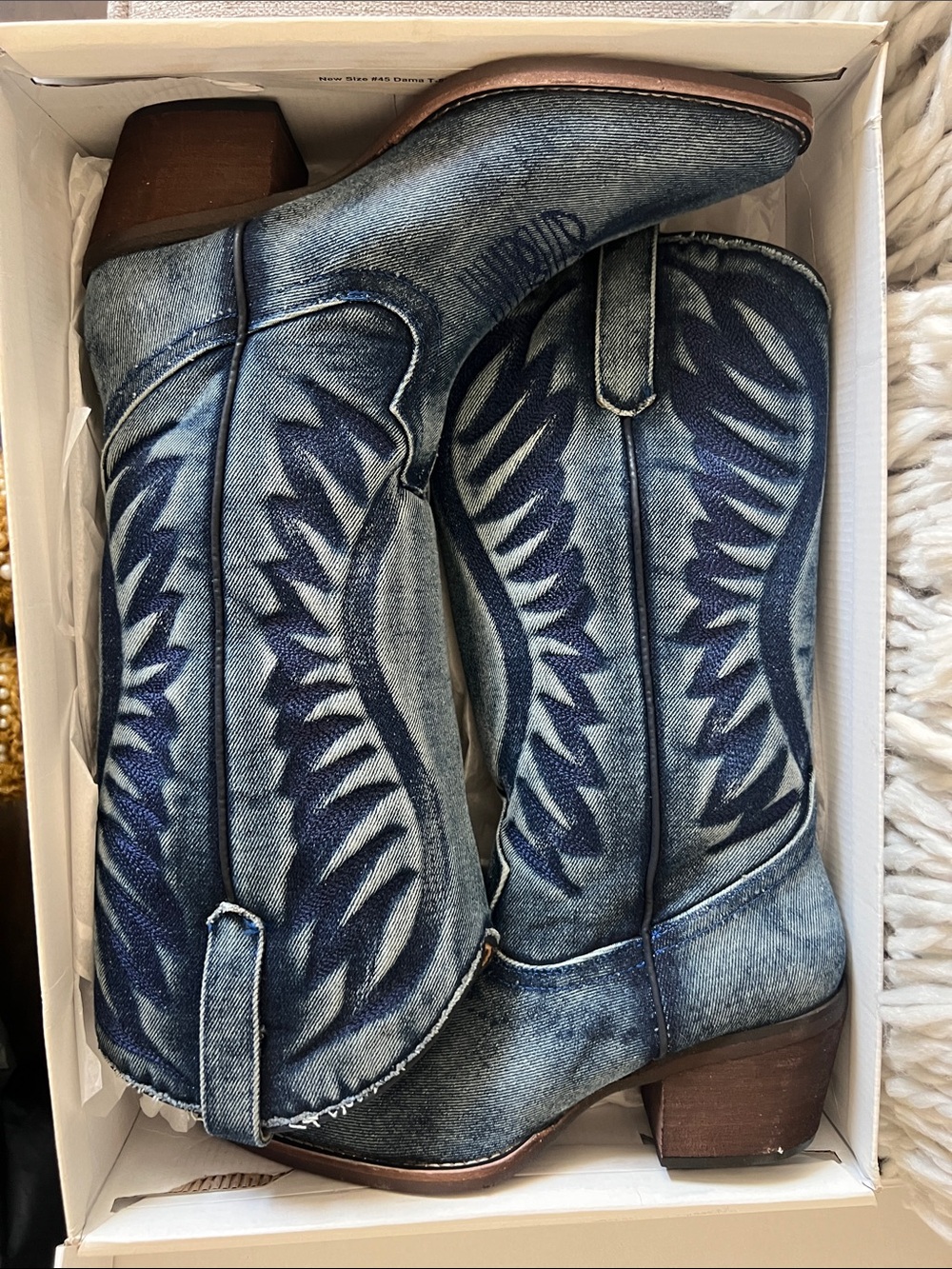 Steve Madden Blue Denim Over-the-Knee Western Boots